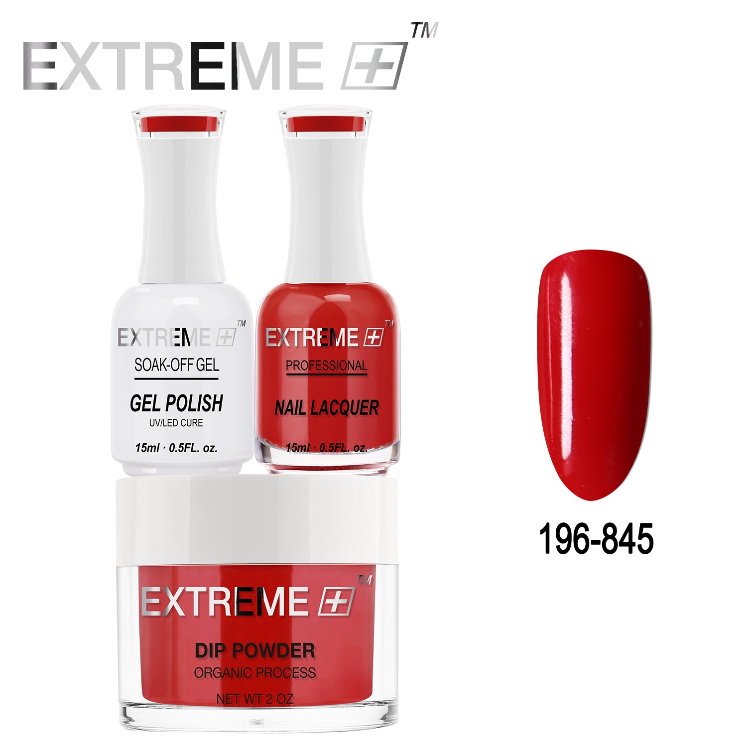 EXTREME+ All-in-One 3-in-1 Dip Powder, Gel Polish, and Nail Lacquer #196 Combo Set