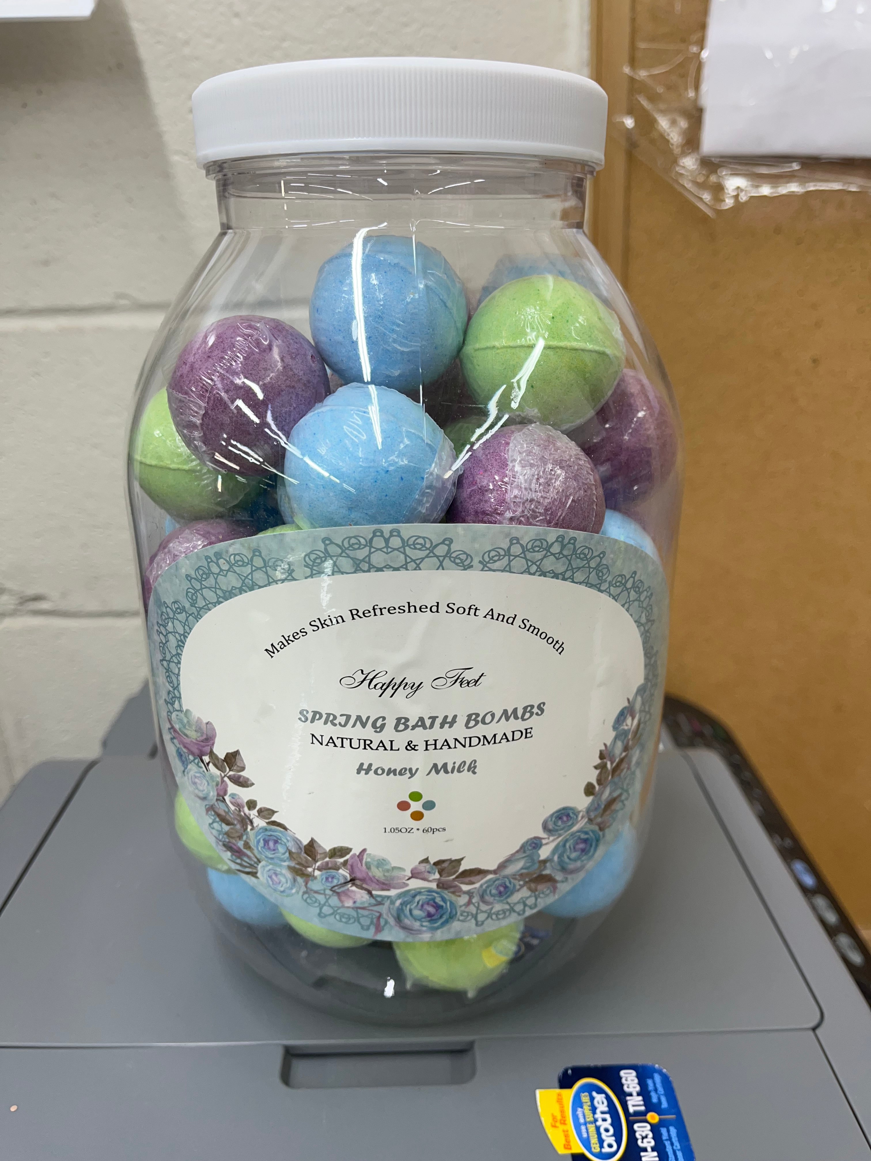 HappyFeet Spring 60 viên bom tắm - Sữa mật ong - Hộp 4 viên