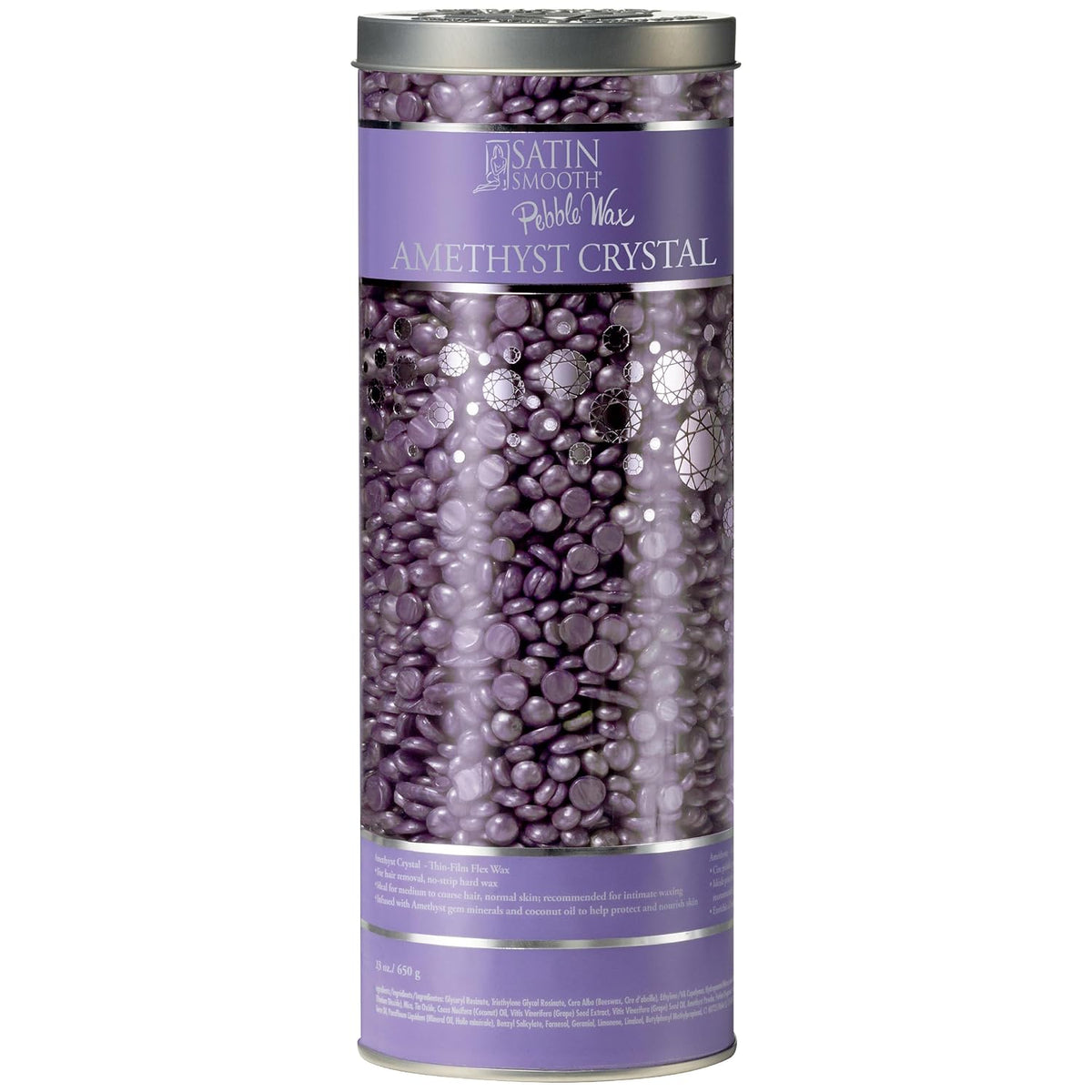 Satin Smooth Amethyst Crystal Hard Wax Beads, Hair Removal, Purple, 23oz