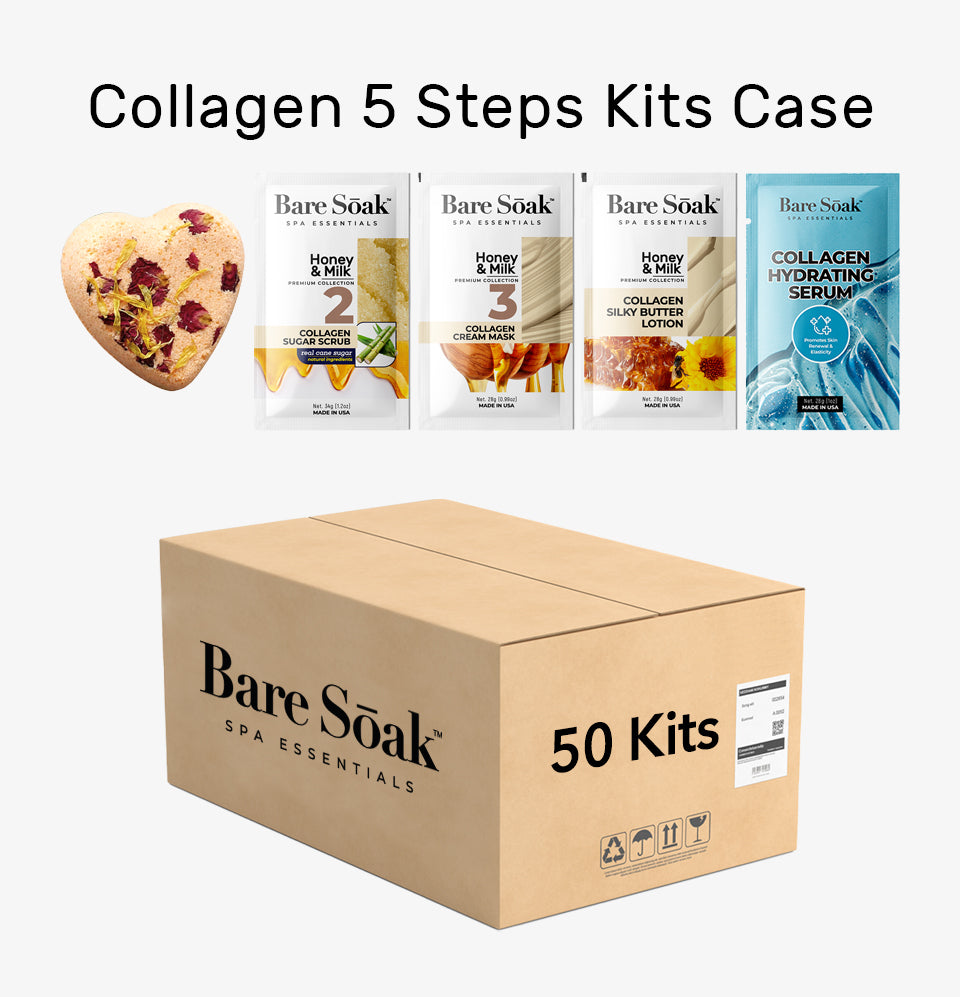 BareSoak 5 Steps Collagen with HEART Fizz Bomb- No.5 - Case of 50 - New