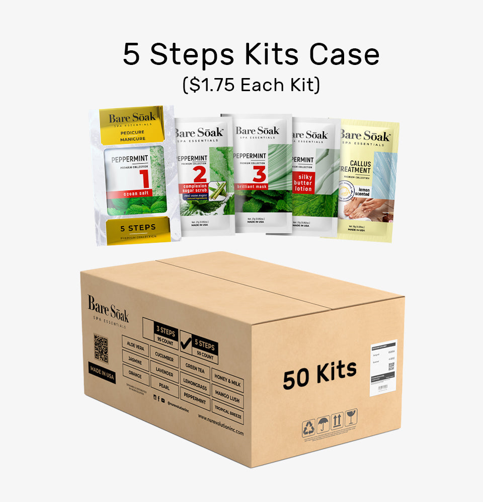 BareSoak 5 Steps Collagen with HEART Fizz Bomb - Peppermint - Case of 50 - New