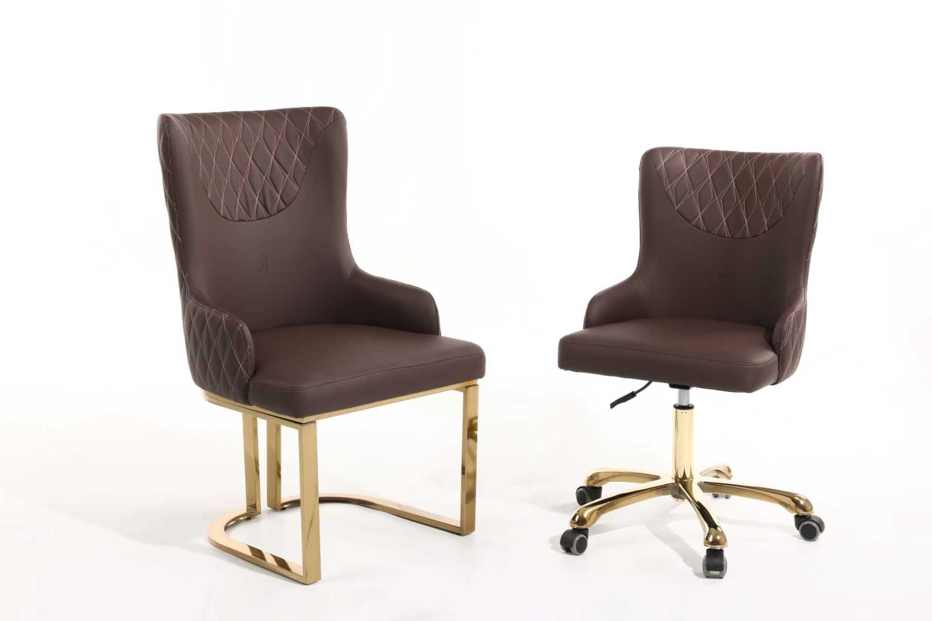 Elegance Gold Duo Customer Chair - Brown