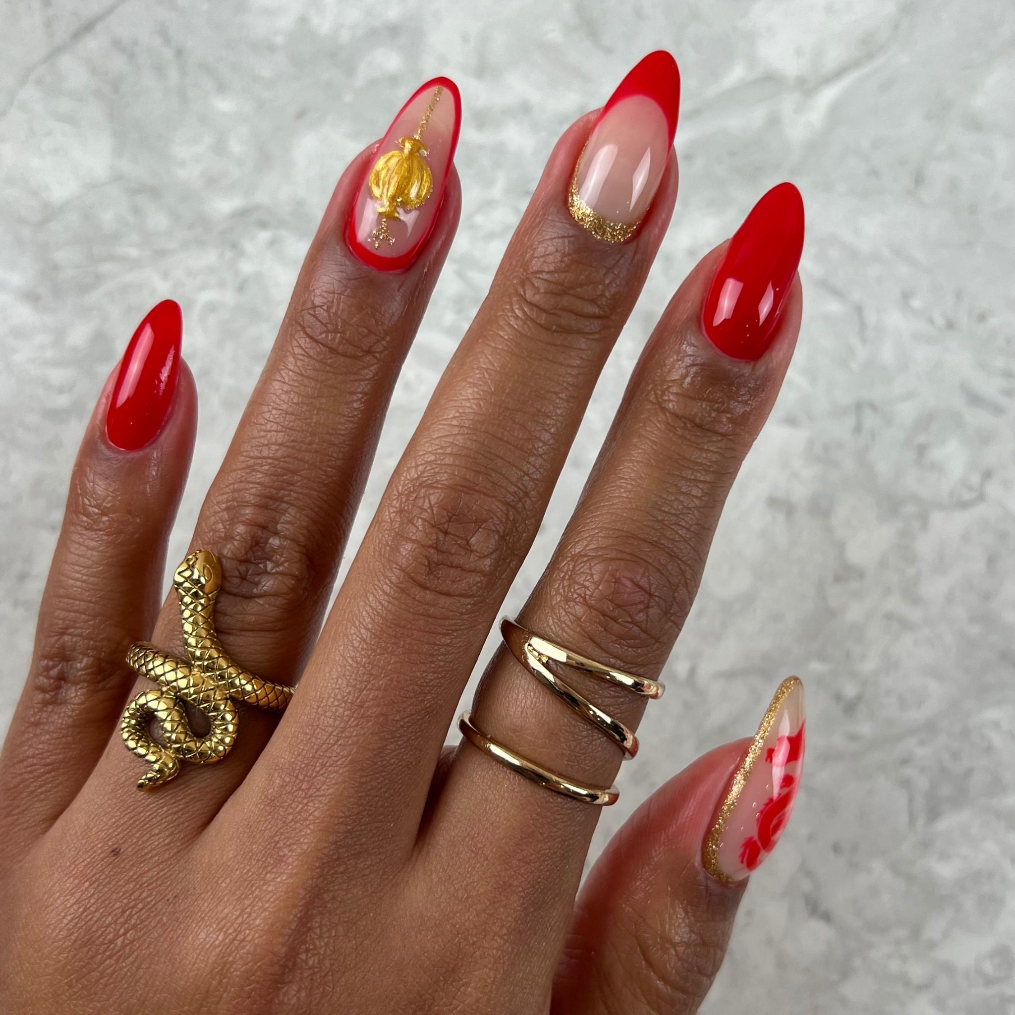 Nail art using DND 430 Ferrari Red
