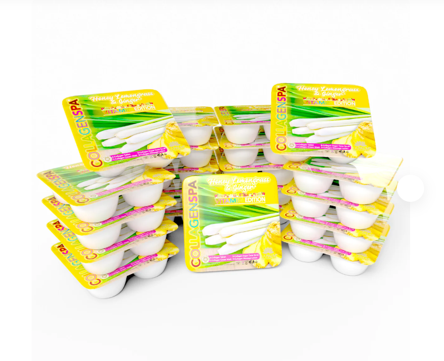 La Palm CollagenSpa 4-Step Pedicure Tray - Honey Lemongrass & Ginger - Box of 24