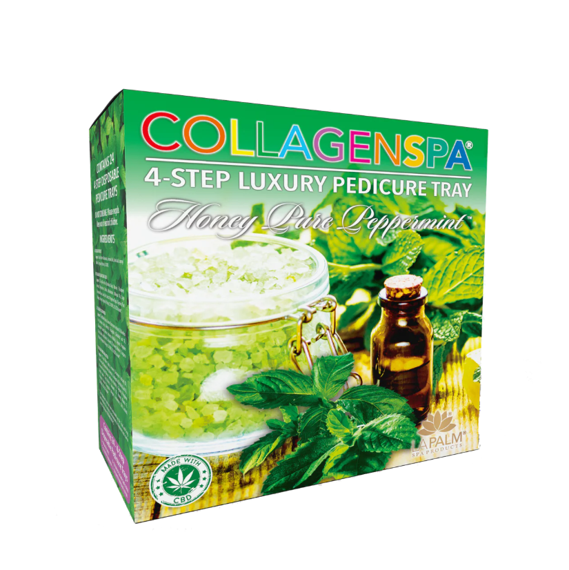 La Palm CollagenSpa 4-Step Pedicure Tray - Honey Pure Peppermint - Box of 24