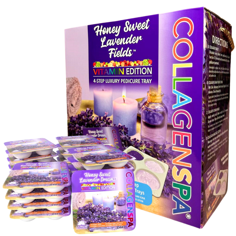 La Palm CollagenSpa 4-Step Pedicure Tray - Honey Sweet Lavender Fields - Box of 24