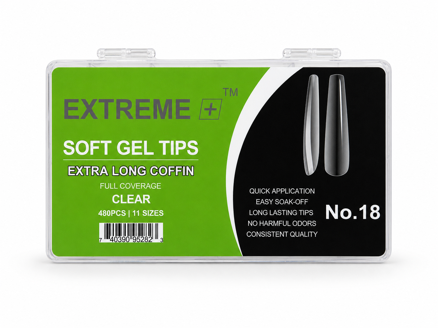 Đầu móng tay trong suốt phủ toàn bộ EXTREME+ số 18 _ Móng nhọn siêu dài