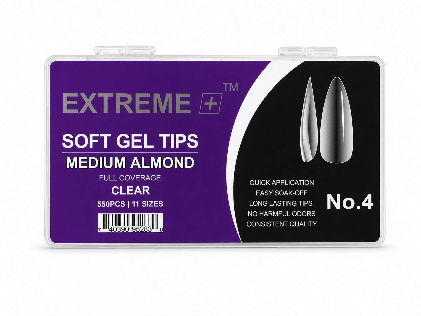 Đầu móng tay trong suốt che phủ hoàn toàn EXTREME+ số 4 _ Màu hạnh nhân trung bình