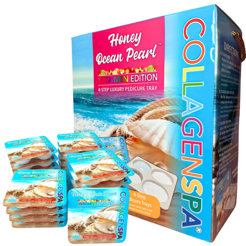 La Palm CollagenSpa 4-Step Pedicure Tray - Honey Ocean Pearl - Case of 4/96