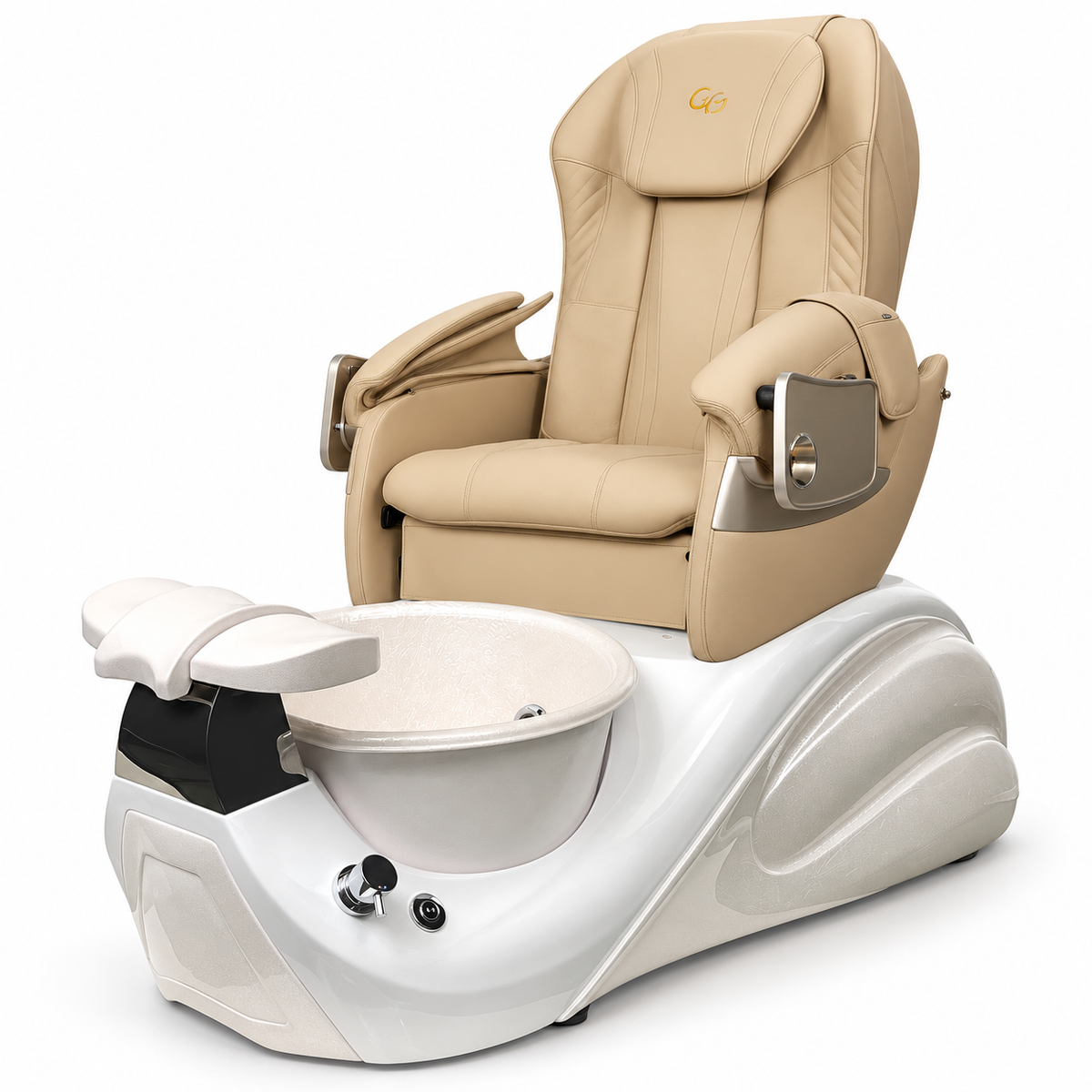 Vespa spa base and marble bowl with beige chair — generated complete bundle illustration