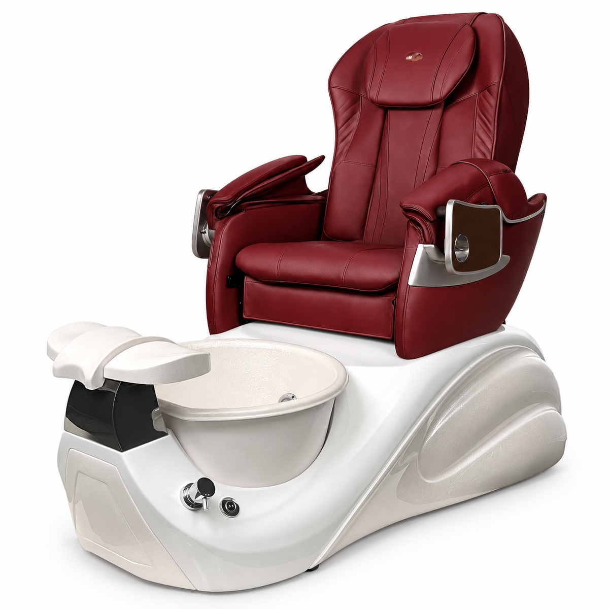 Vespa spa base and marble bowl with burgundy chair — generated complete bundle illustration