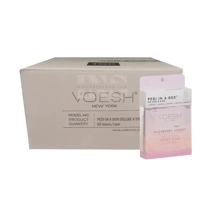 VOESH Pedi in a Box O2 Fizz 5 bước - Kem mâm xôi - Hộp 50