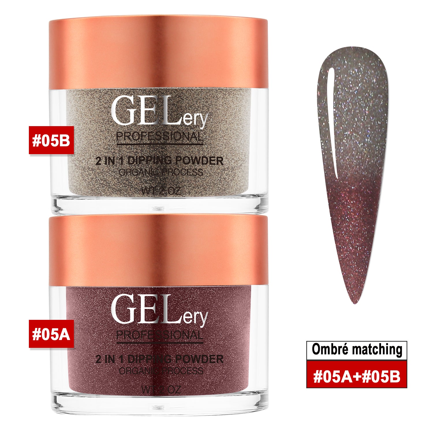 GELery Ombre Dipping Set - #5A + 5B - Free Easy Ombre Base Gel 0.5oz