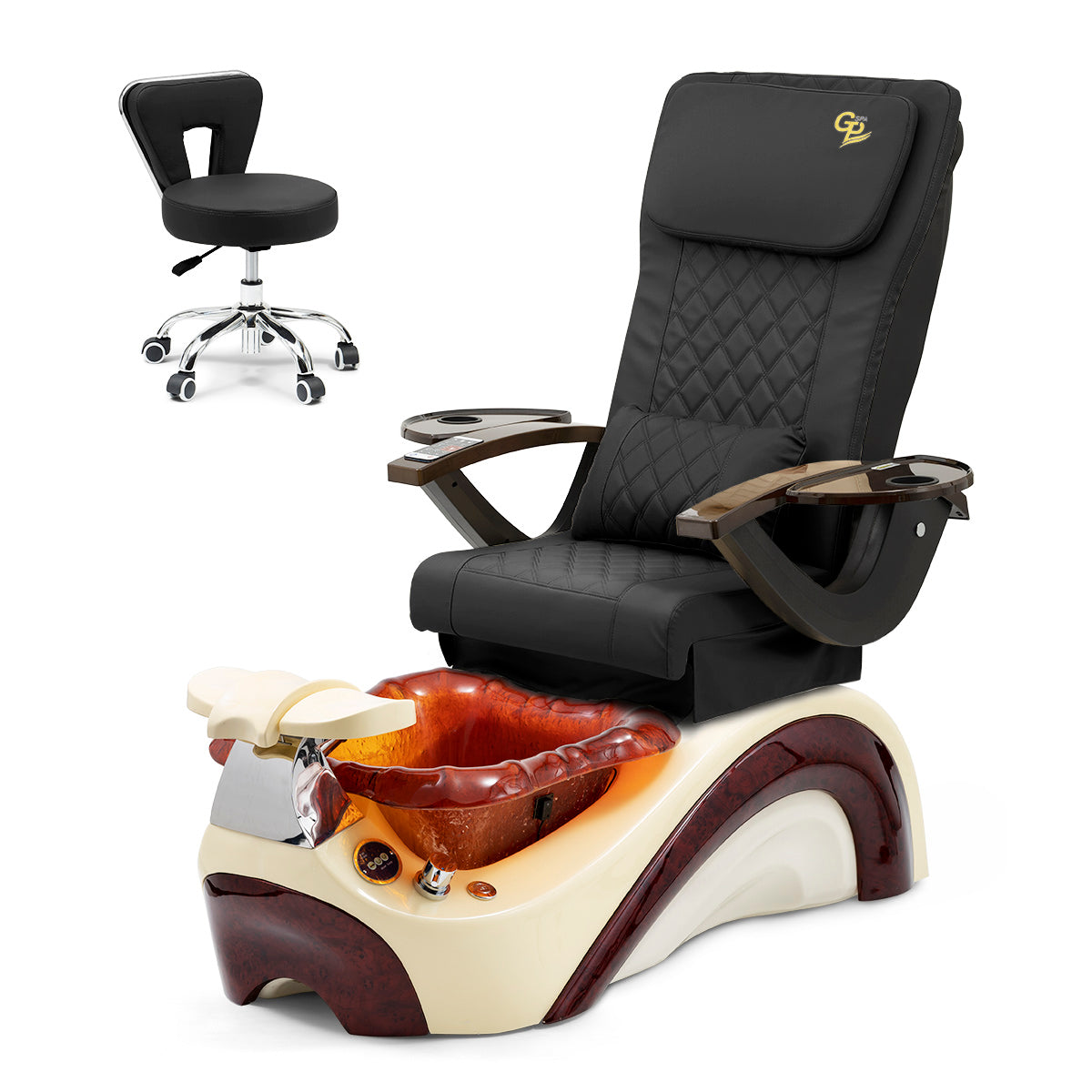 Trọn Bộ Ghế Spa Phoenix Pedi Ghế Pedi - Đế Kem - Bát Sô Cô La - Da C01