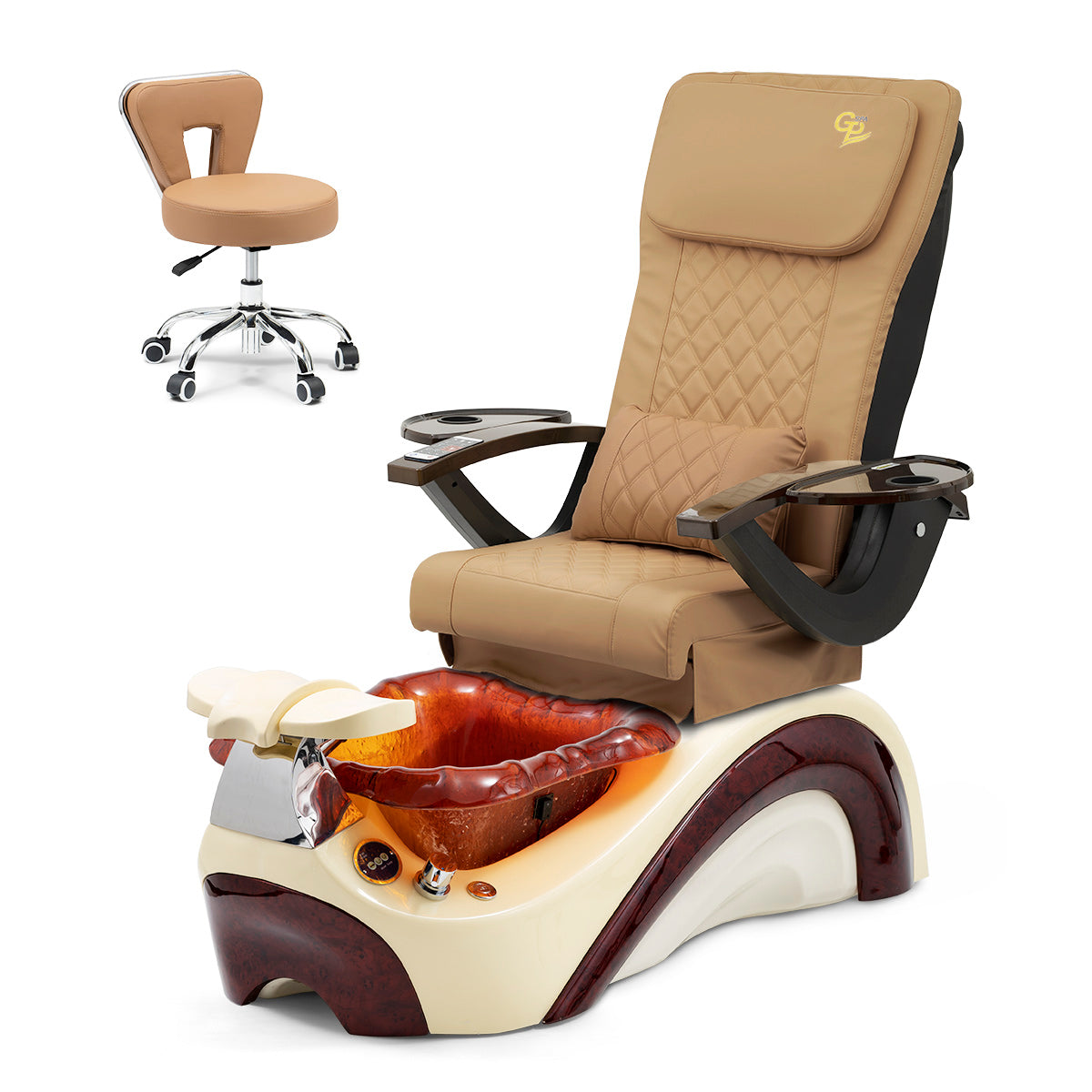 Trọn Bộ Ghế Spa Phoenix Pedi Ghế Pedi - Đế Kem - Bát Sô Cô La - Da C01