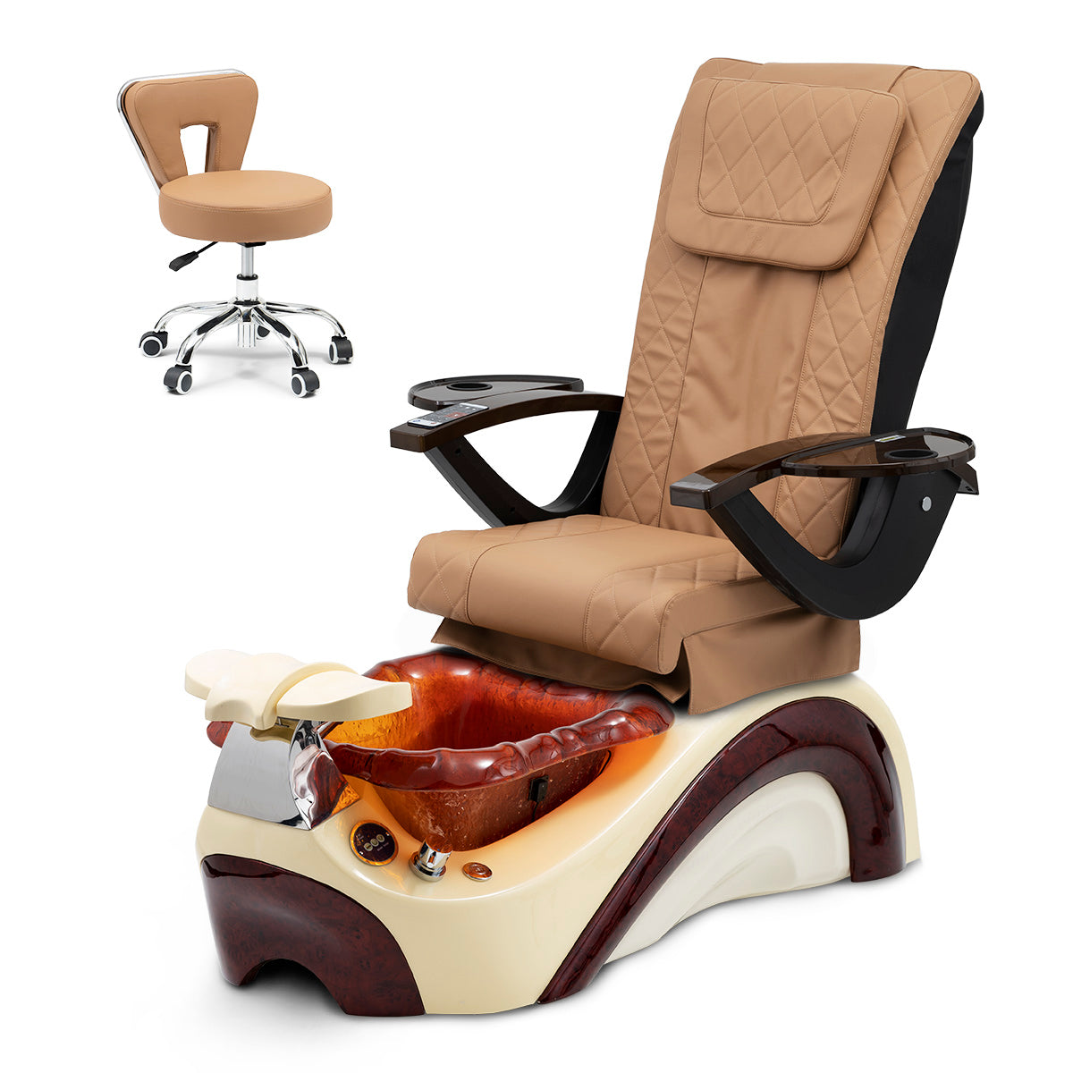 Ghế Spa Phoenix Pedicure Trọn Bộ Kèm Ghế Pedi - Đế Kem - Bát Sô Cô La - Da Kim Cương