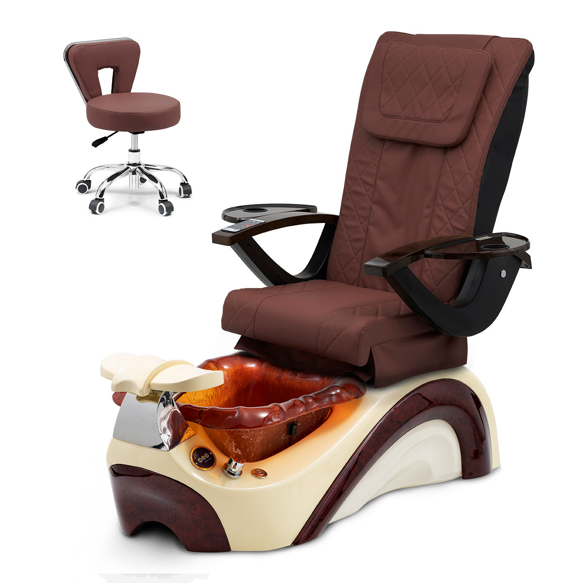 Ghế Spa Phoenix Pedicure Trọn Bộ Kèm Ghế Pedi - Đế Kem - Bát Sô Cô La - Da Kim Cương