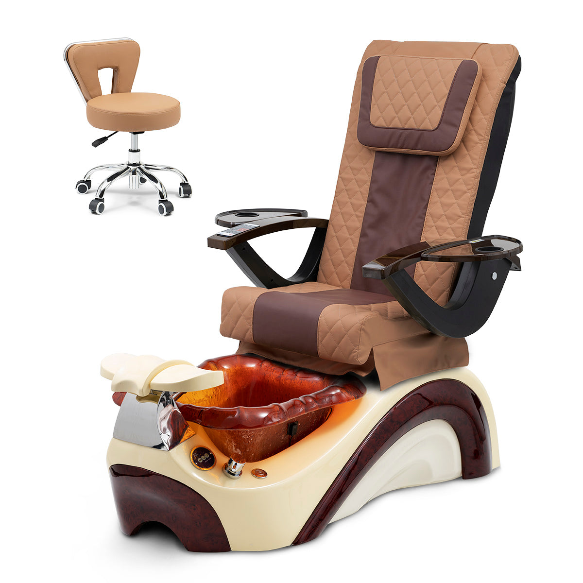 Ghế Spa Phoenix Pedicure Trọn Bộ Kèm Ghế Pedi - Đế Kem - Bát Sô Cô La - Da Kim Cương