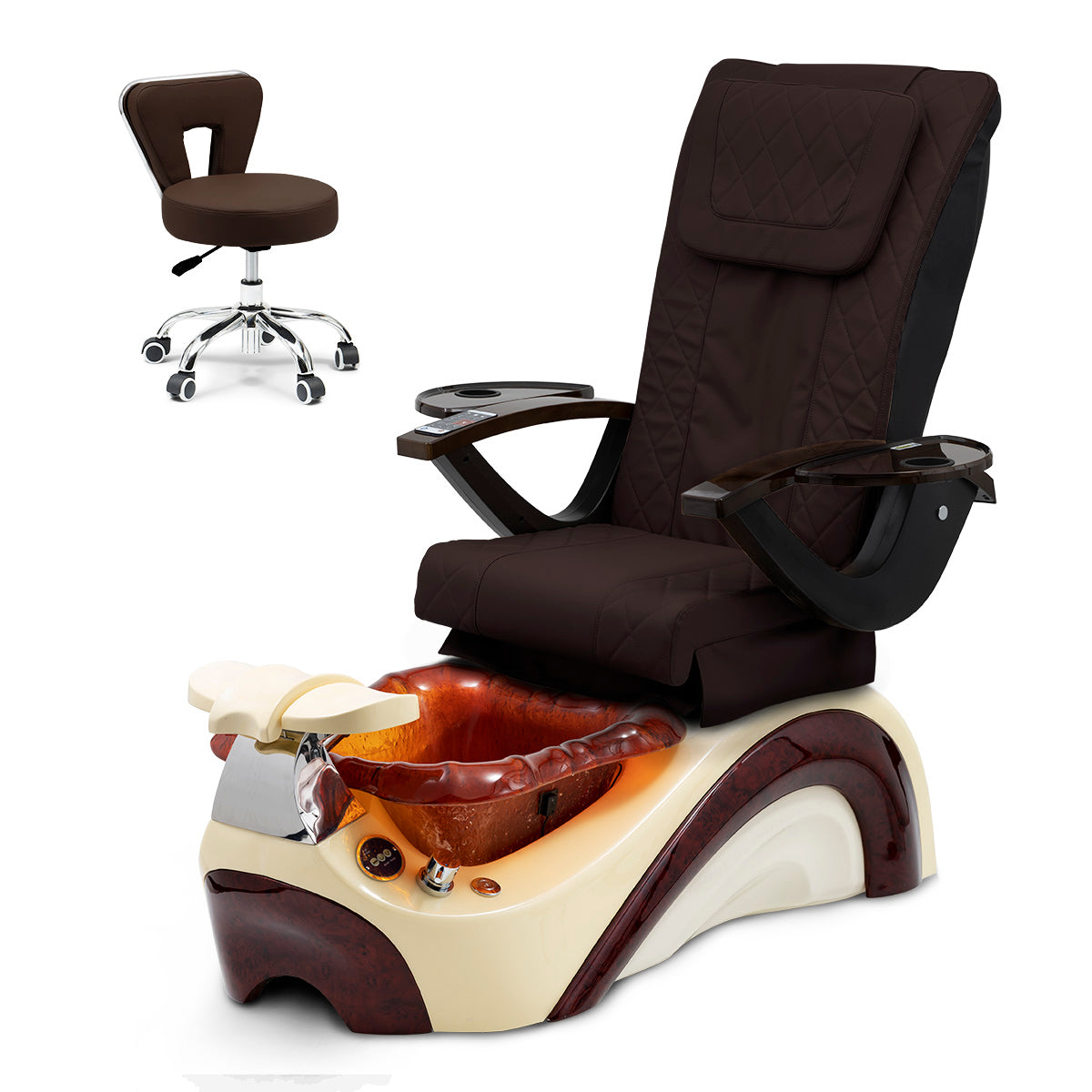 Ghế Spa Phoenix Pedicure Trọn Bộ Kèm Ghế Pedi - Đế Kem - Bát Sô Cô La - Da Kim Cương