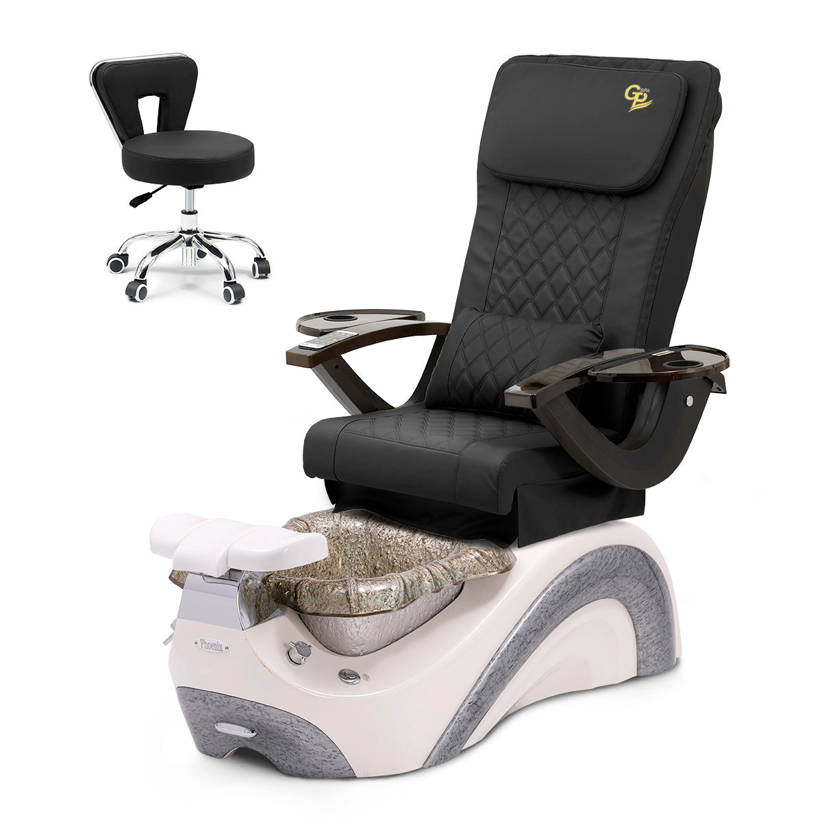 Trọn Bộ Ghế Spa Phoenix Pedi Ghế Pedi - Chân Trắng Ngọc Trai - Bát Thủy Tinh Bạc - Da C01