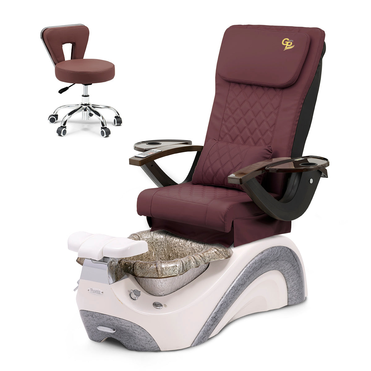 Trọn Bộ Ghế Spa Phoenix Pedi Ghế Pedi - Chân Trắng Ngọc Trai - Bát Thủy Tinh Bạc - Da C01