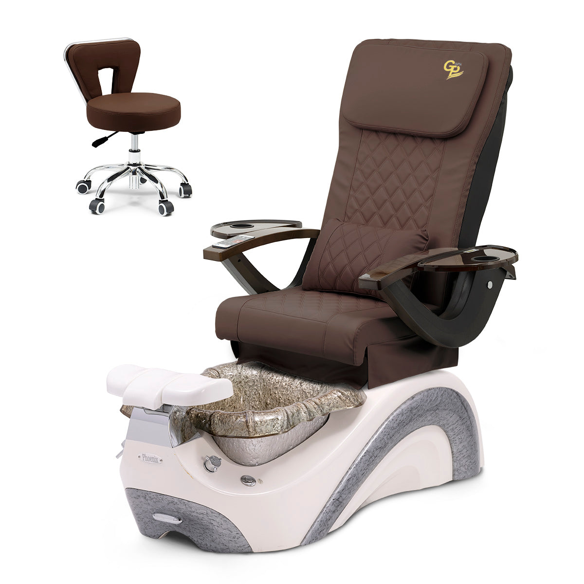 Trọn Bộ Ghế Spa Phoenix Pedi Ghế Pedi - Chân Trắng Ngọc Trai - Bát Thủy Tinh Bạc - Da C01