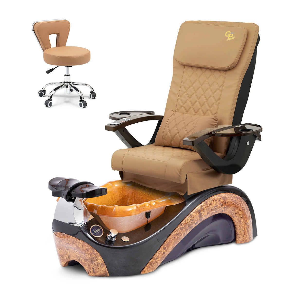 Trọn Bộ Ghế Spa Phoenix Pedi Ghế Pedi - Đế Socola - Bát Nhựa Vàng - Da C01