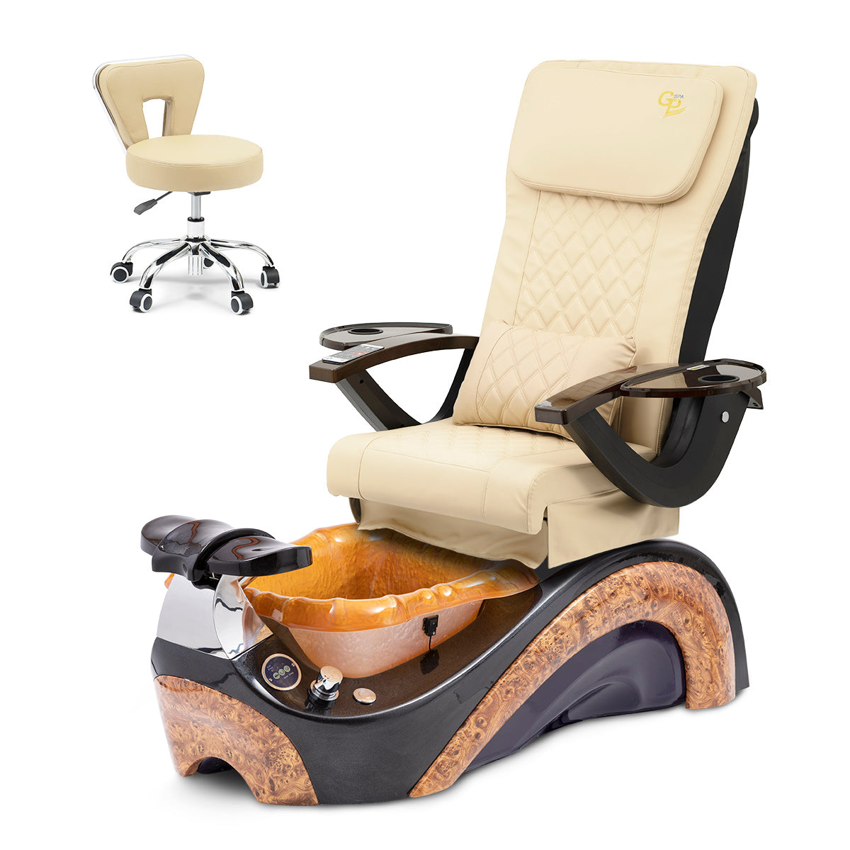 Trọn Bộ Ghế Spa Phoenix Pedi Ghế Pedi - Đế Socola - Bát Nhựa Vàng - Da C01