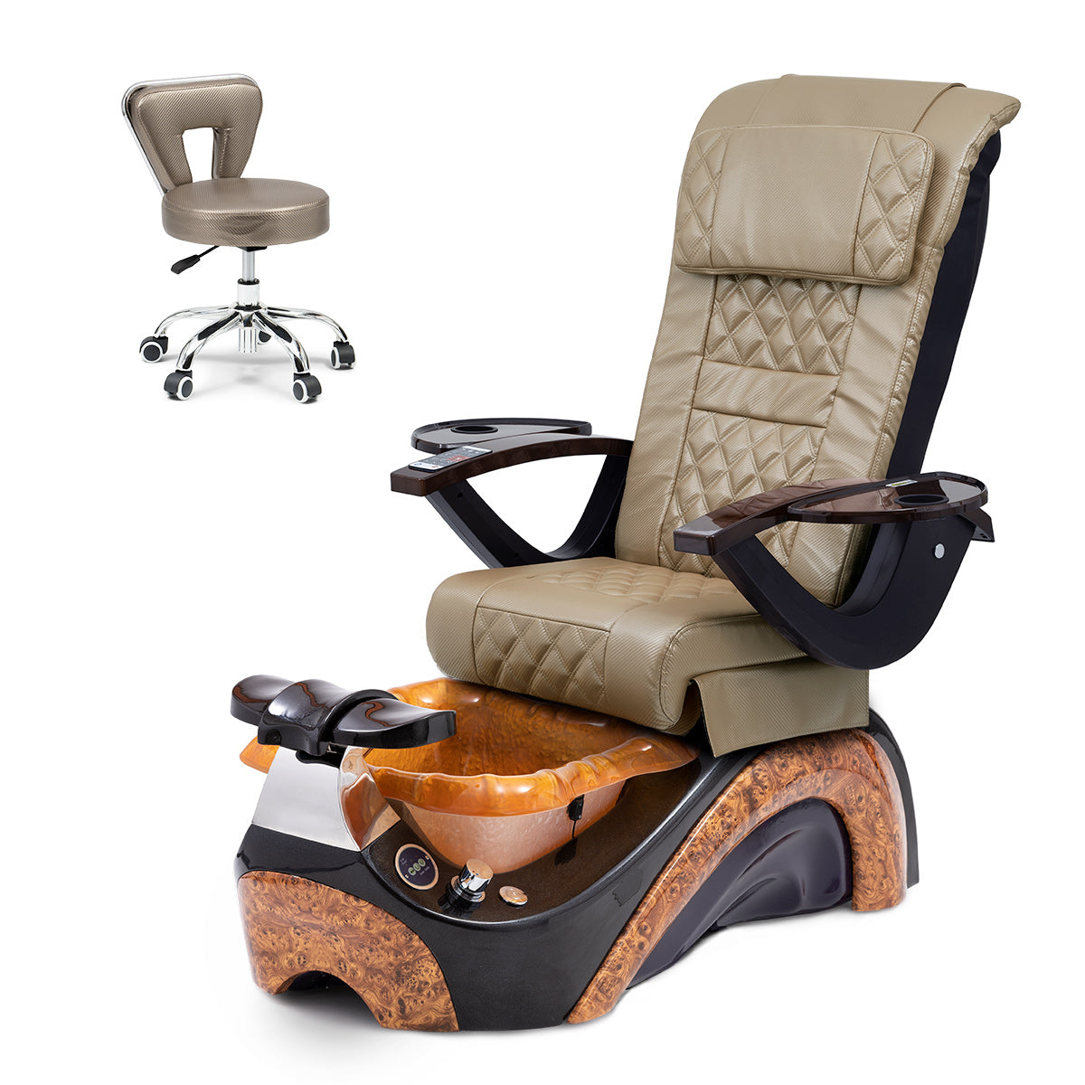 Ghế Spa Phoenix Pedicure Trọn Bộ Kèm Ghế Pedi - Đế Socola - Bát Nhựa Vàng - Sợi Carbon