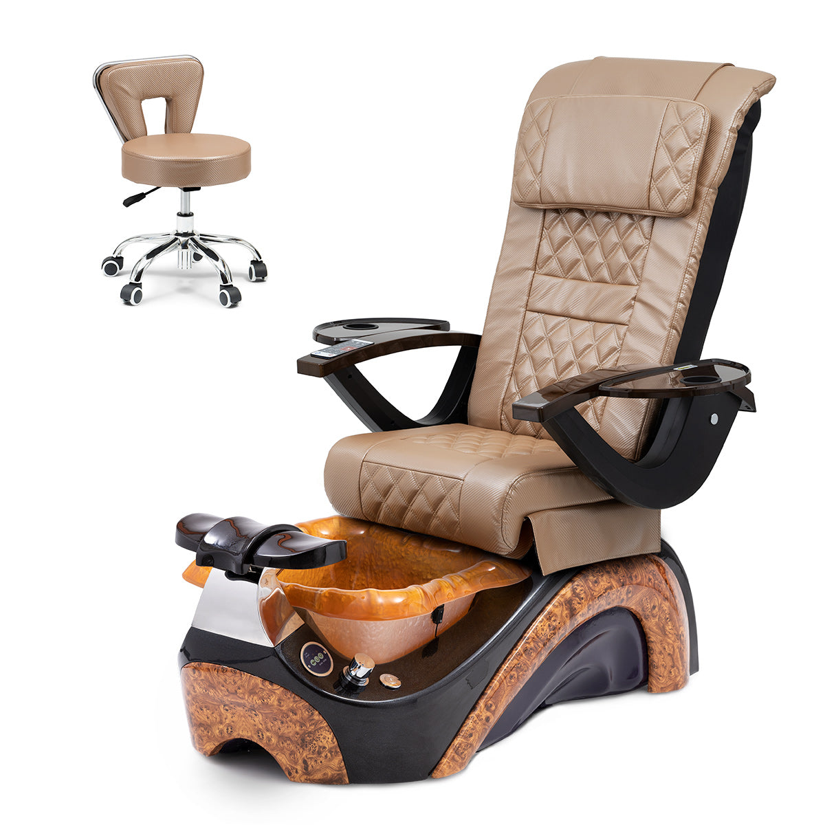 Ghế Spa Phoenix Pedicure Trọn Bộ Kèm Ghế Pedi - Đế Socola - Bát Nhựa Vàng - Sợi Carbon