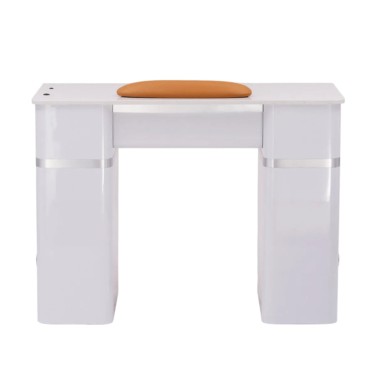 Nail Table - T02W - with Vent Hood - White Shiney Silver