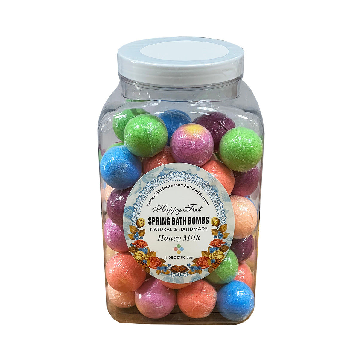 HappyFeet Spring 60 viên bom tắm - Sữa mật ong - Hộp 4 viên