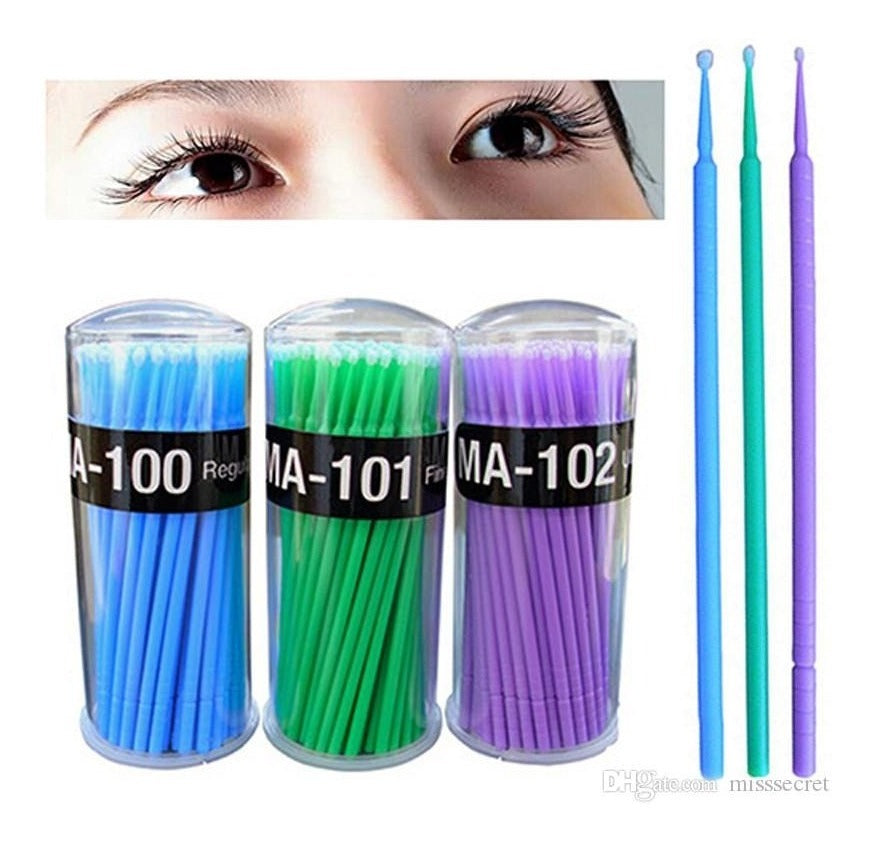 100 Pieces Micro Applicator Brushes Lash Micro Swabs for Eyelash Extensions, Makeup