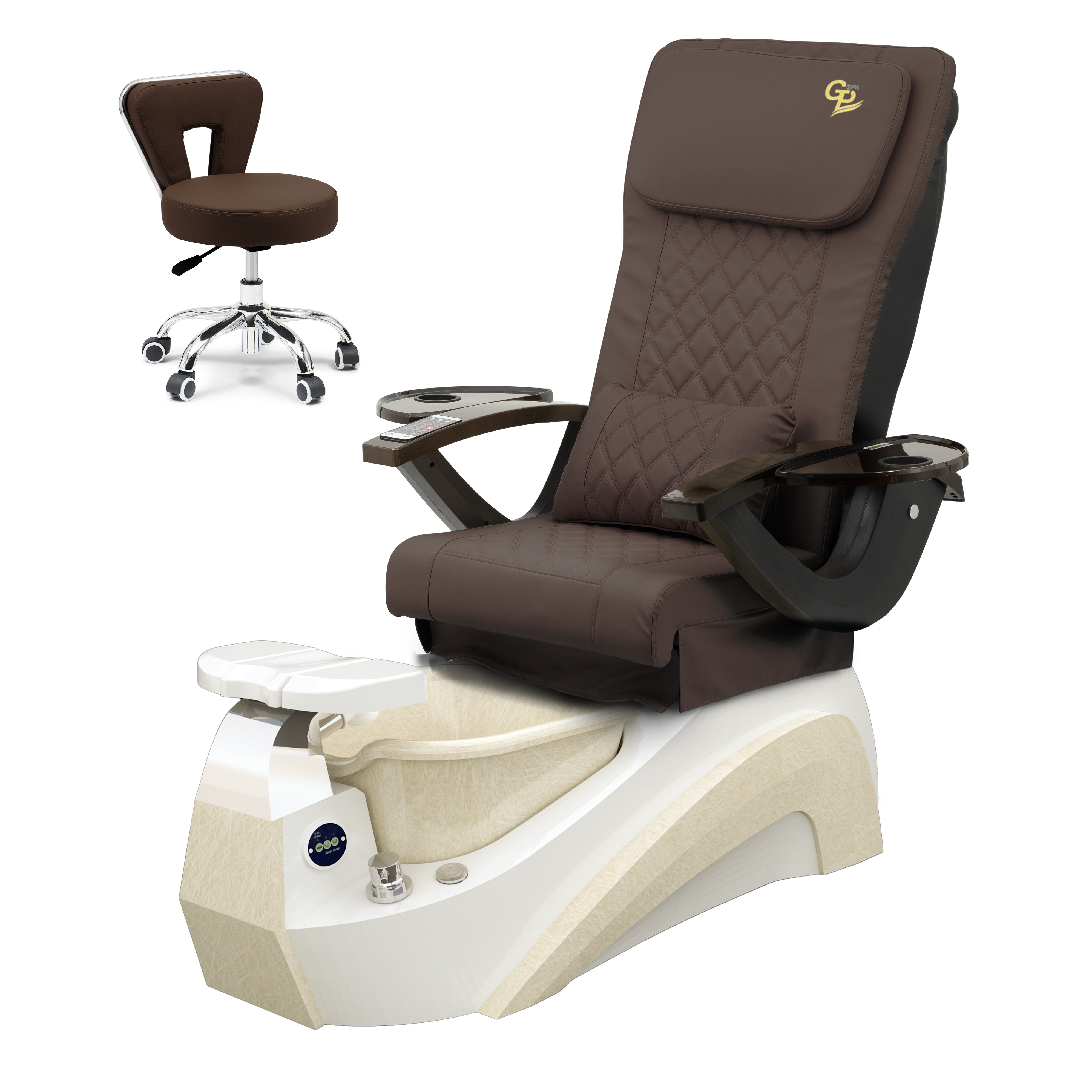 Tarex Pedicure Spa Chair - White Base - Marble Bowl White - C01 Leather