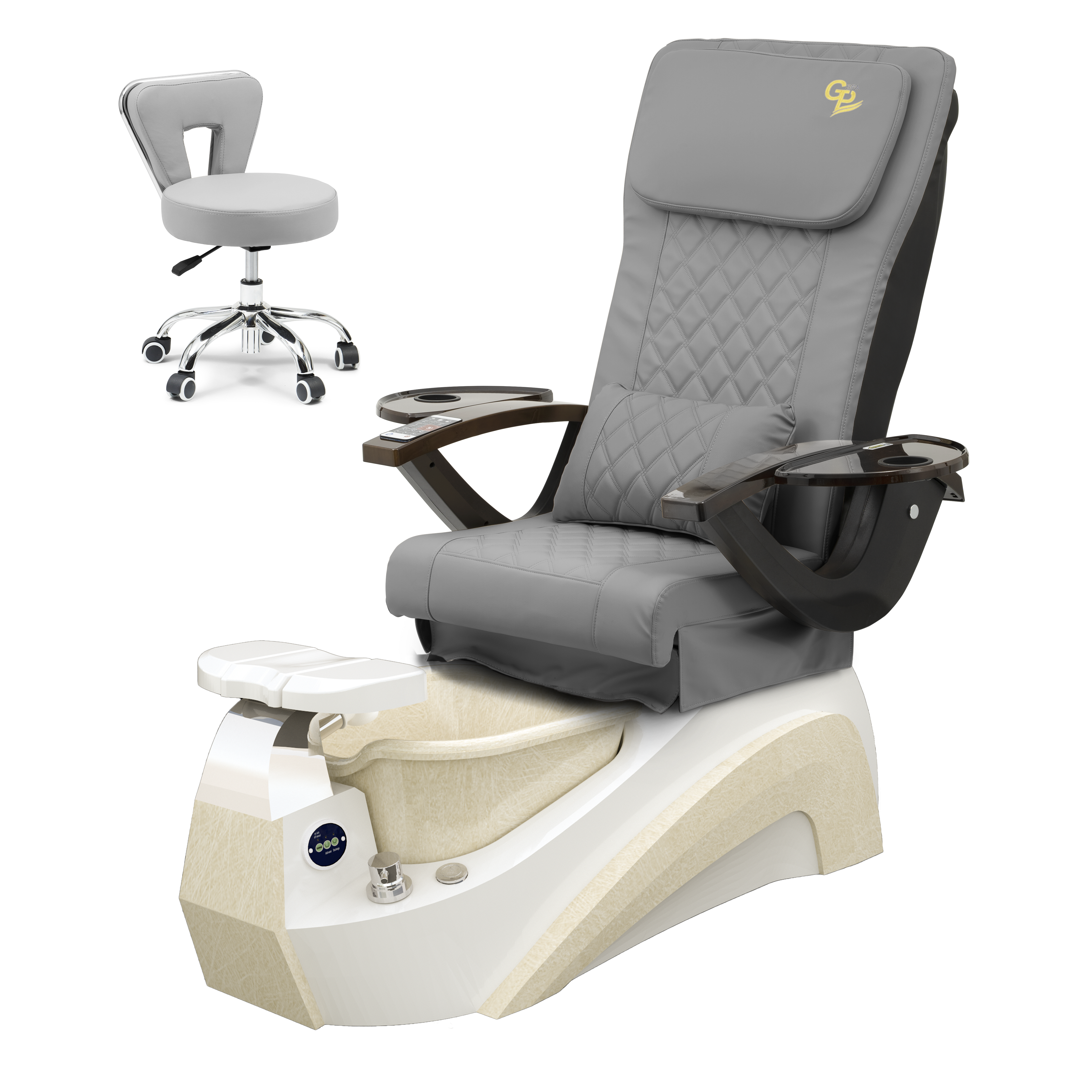 Tarex Pedicure Spa Chair - White Base - Marble Bowl White - C01 Leather