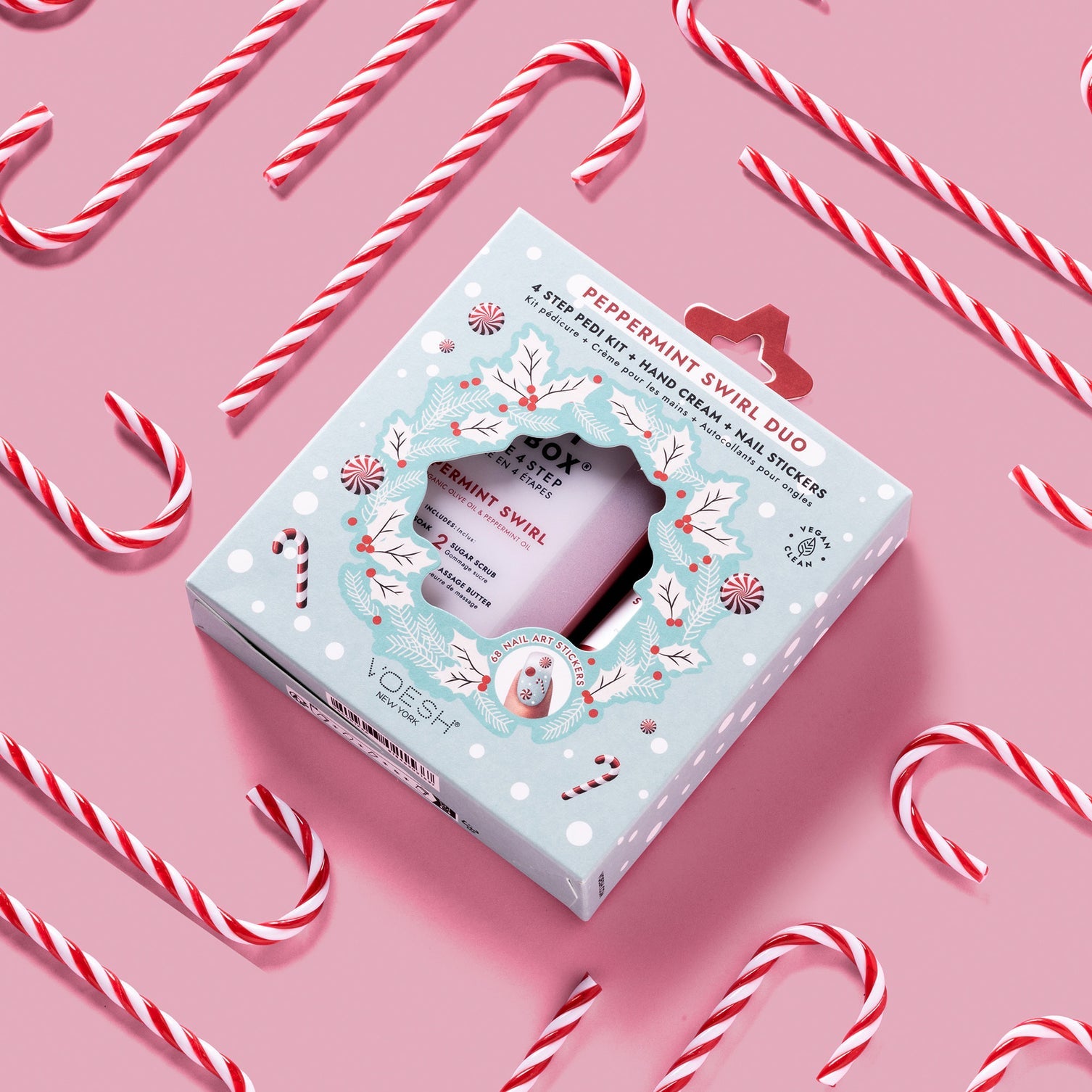 VOESH Deluxe Pedicure 4 Step - Peppermint Swirl (Limited Edition) - Kit