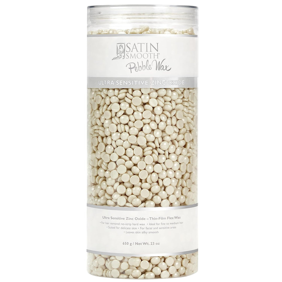 Satin Smooth Ultra Sensitive Zinc Oxide Hard Wax Beads, White, 23oz