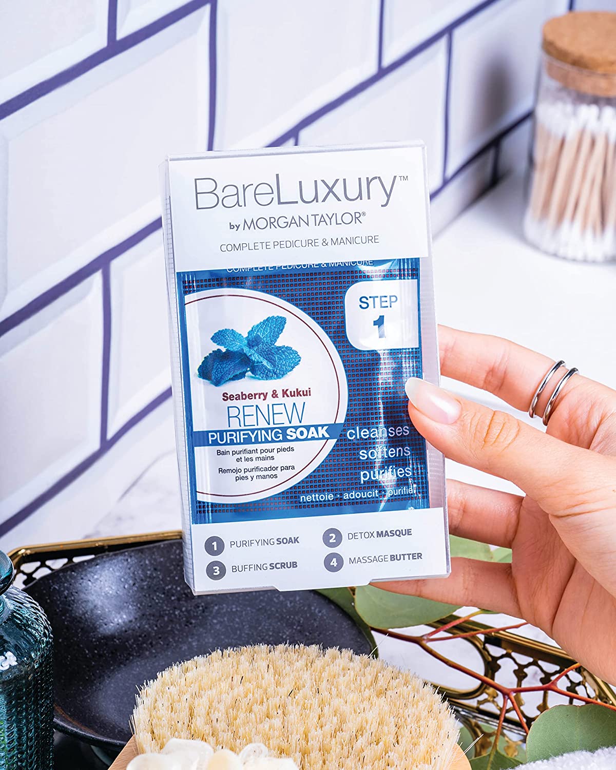 Gói chăm sóc móng chân và móng tay toàn diện 4 bước của BareLuxury - Seaberry &amp; Kukui