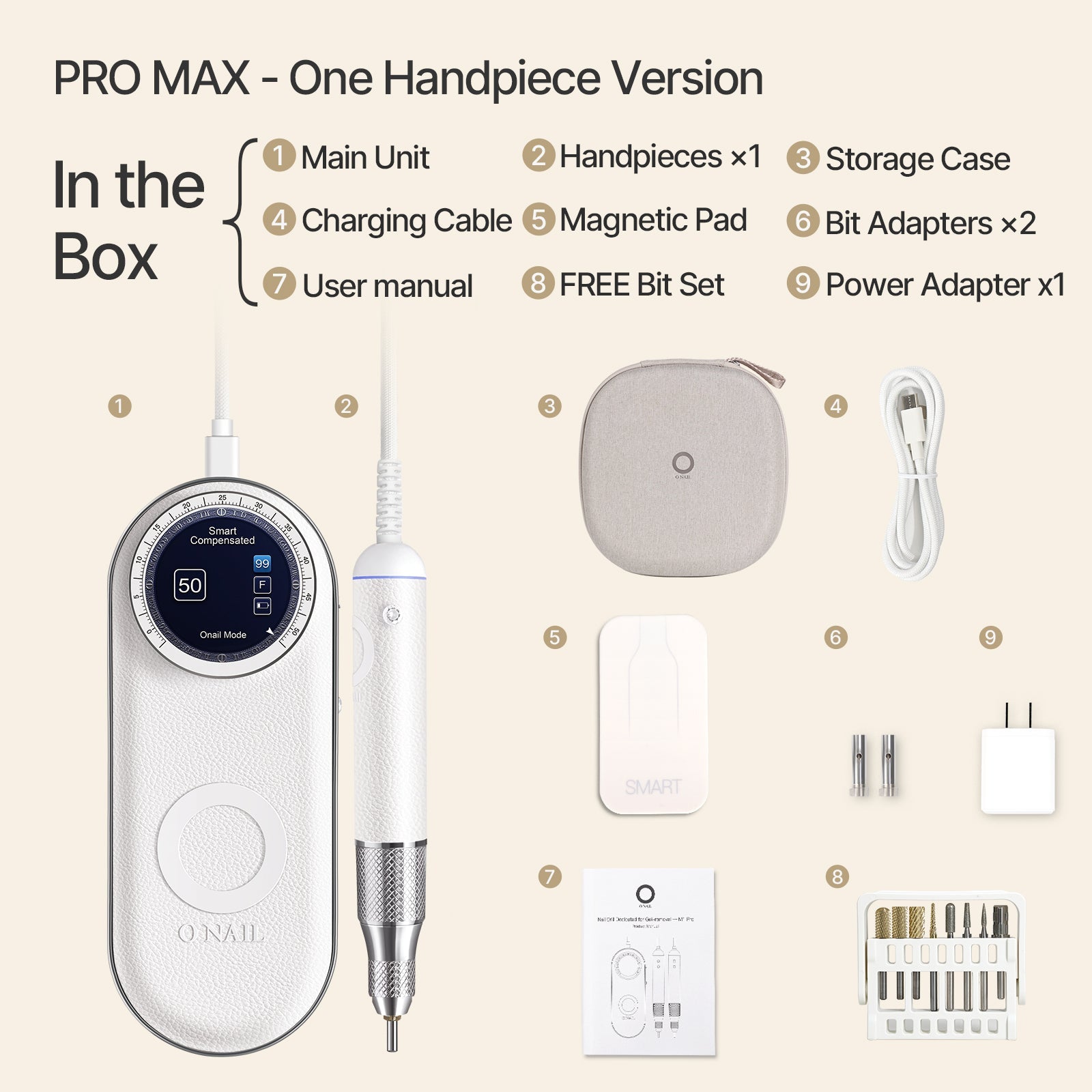 ONAIL Nail Drill Pro Max - Single Handpiece Version - WHITE official ONAIL gallery image [ONAIL-GALLERY:drill-11]
