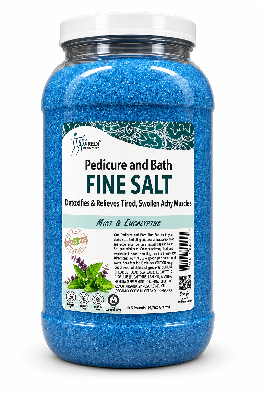 SpaRedi Pedicure and Bath fine Salt - Blue Mint and Eucalyptus - Case of 4