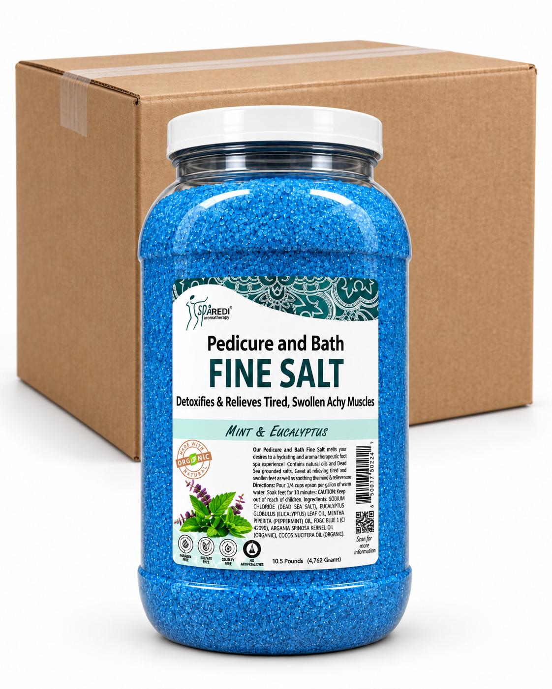 SpaRedi Pedicure and Bath fine Salt - Blue Mint and Eucalyptus - Case of 4