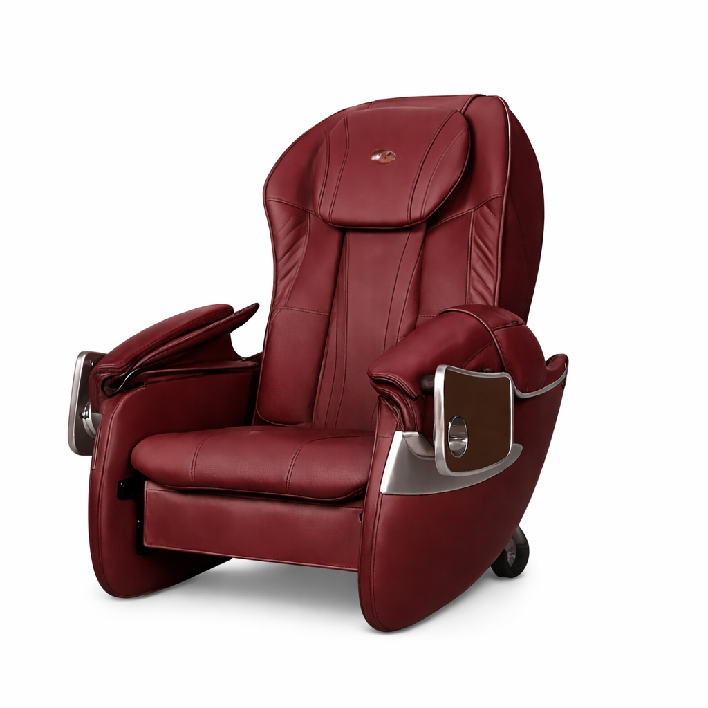 Burgundy G9 massage chair included in Thunder spa bundle