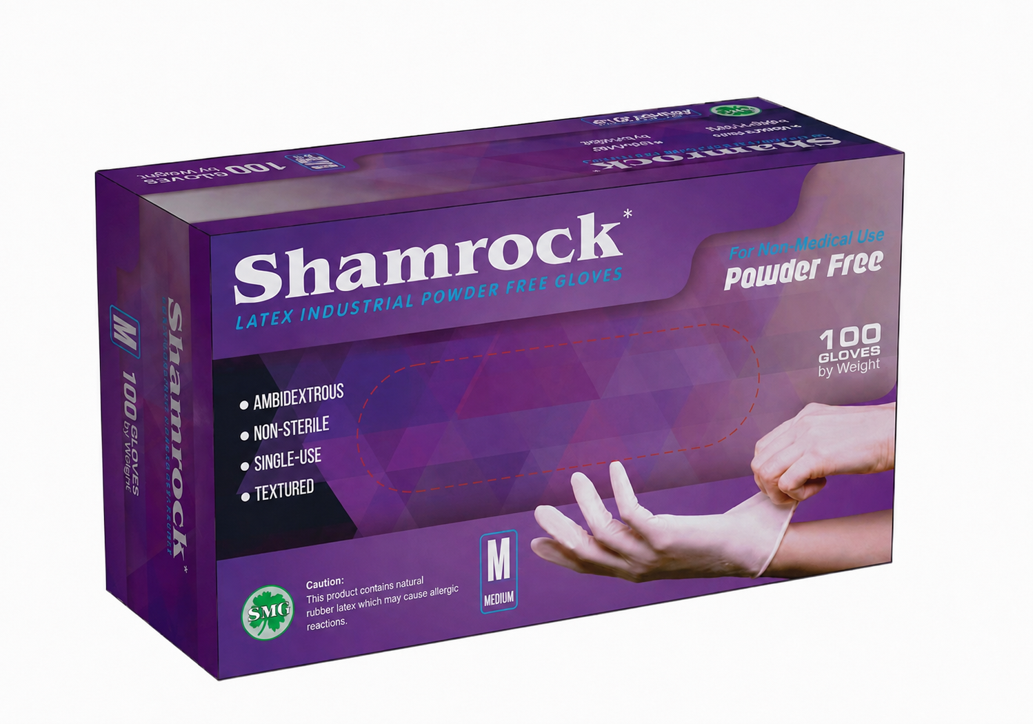 Shamrock Gloves Latex Powder Free - Size M - Box of 100 Gloves