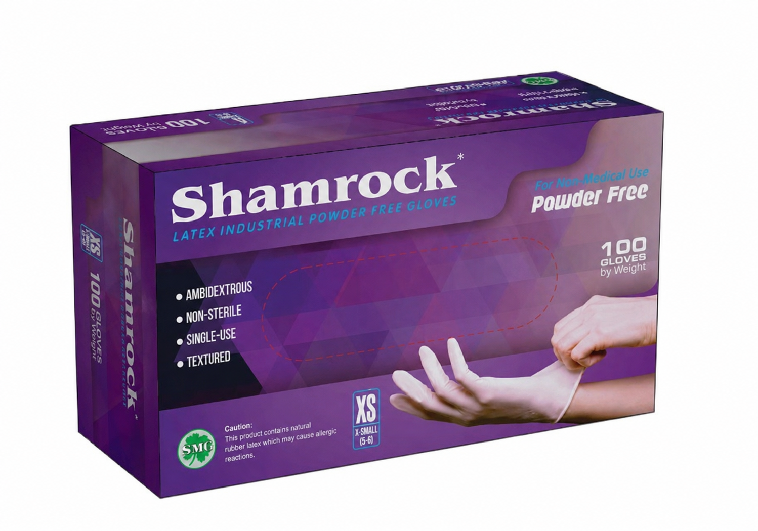 Shamrock Gloves Latex Powder Free - Size XS - Box of 100 Gloves