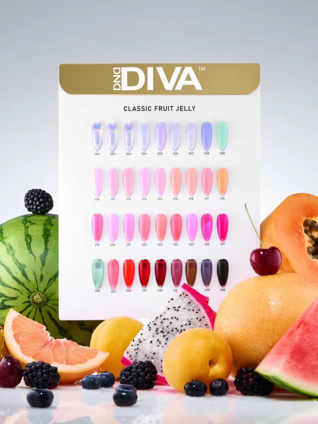 DND Diva Classic Fruit Jelly 36-color swatch board