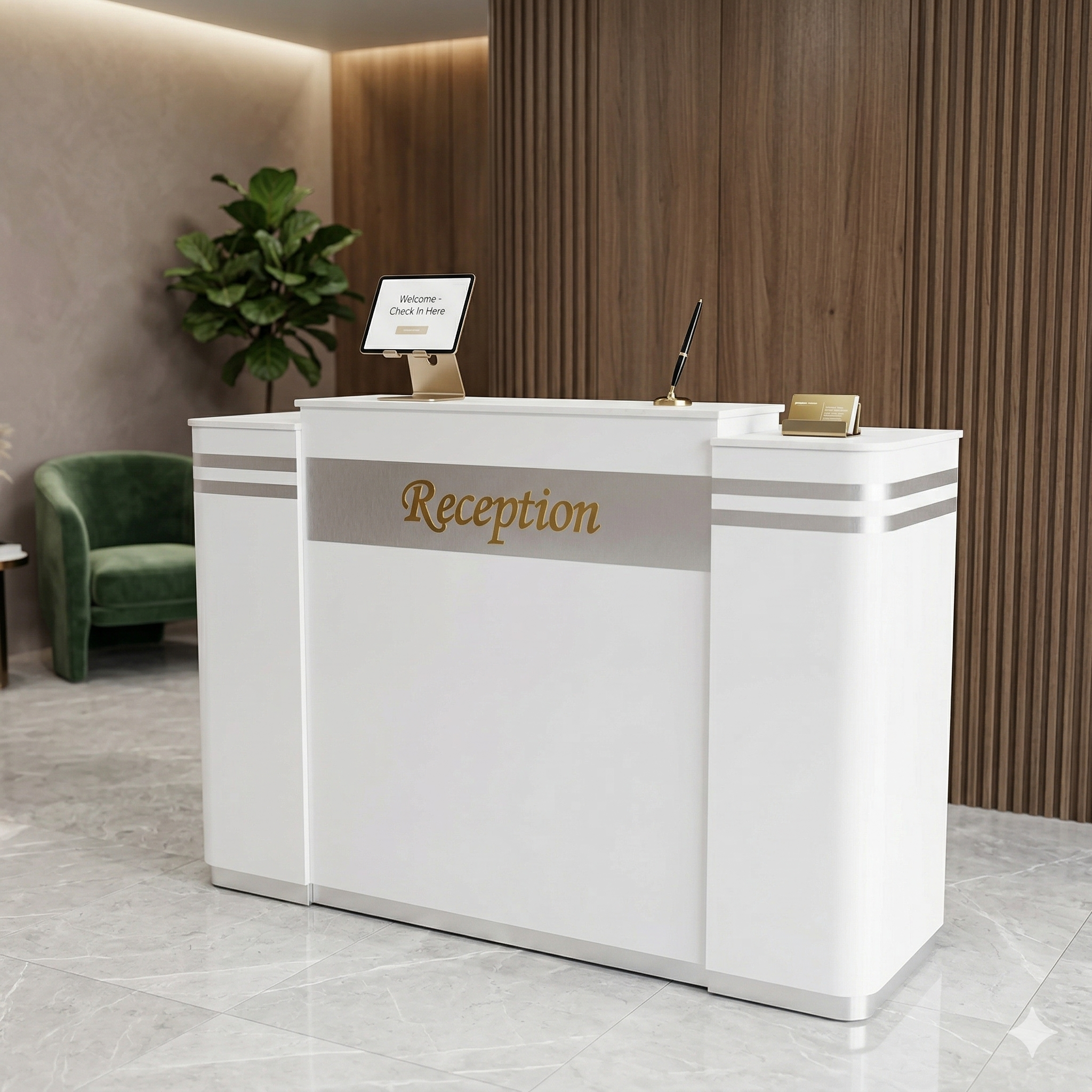 Reception Desk - RWSSL01 - White Shiney Silver