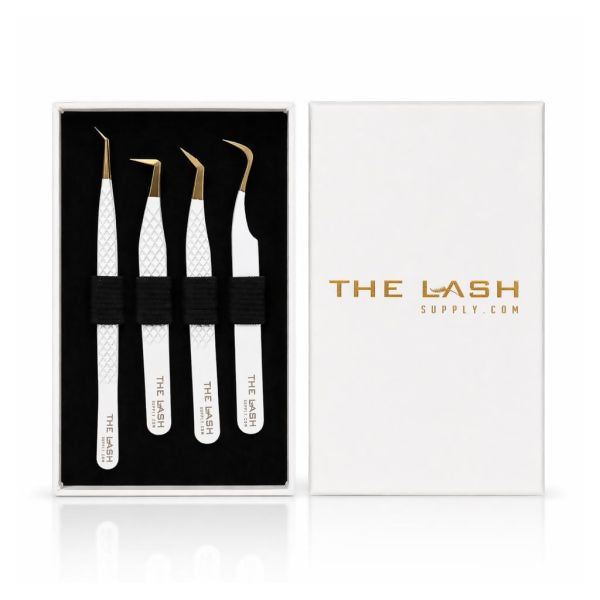 Premium Fiber Tip Tweezer - ESSENTIAL Set - White Gold