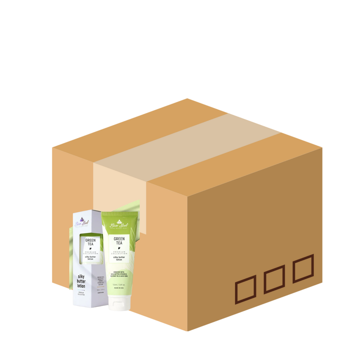 BareSoak Lotion Holiday 3.4 oz - Green Tea Box of 50