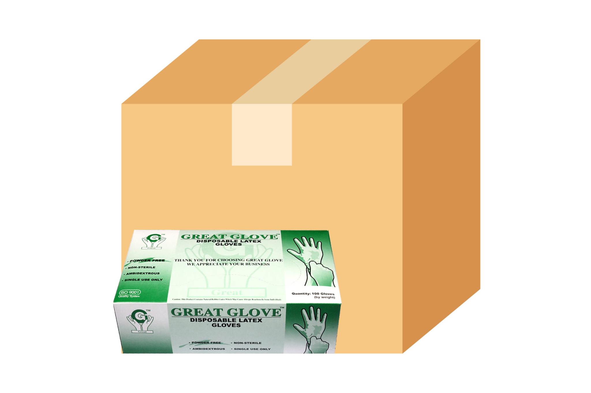 Great Latex Gloves, Powder Free Exam Gloves - X-small - Case of 10