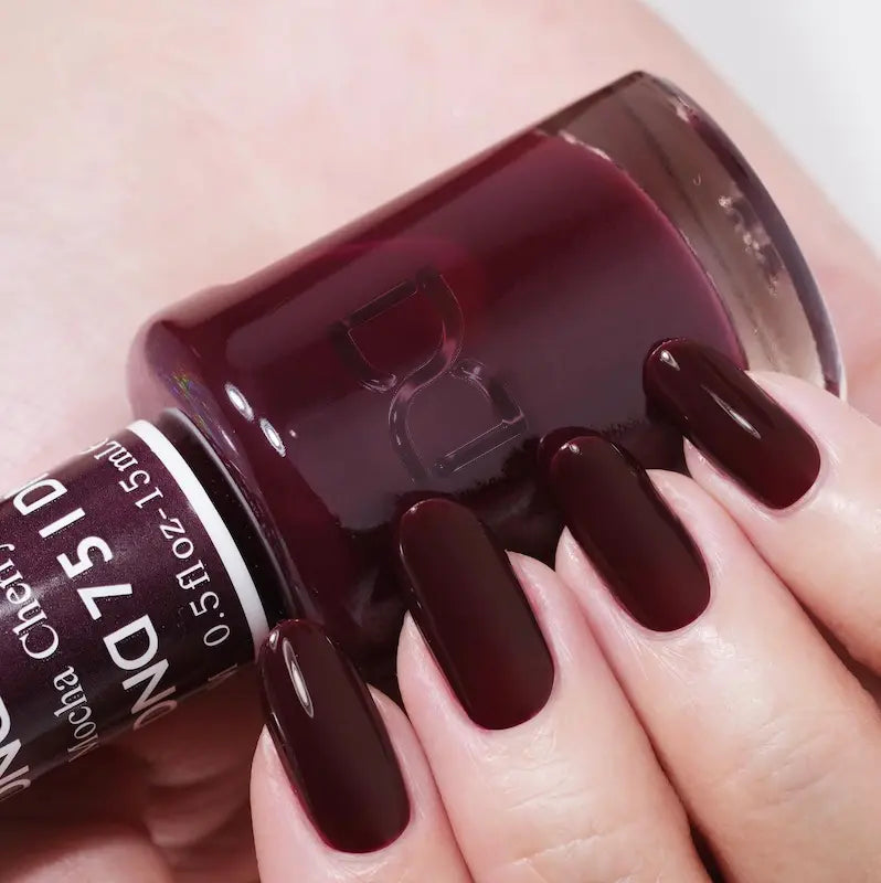 DND 751 Cherry Mocha bottle and nail color